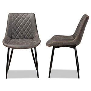 Baxton Studio Dining Chairs, Grey/Brown/Black