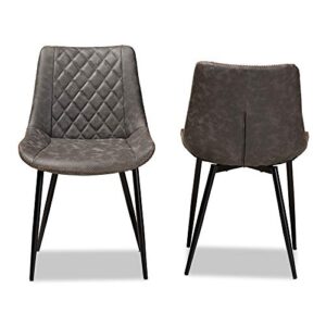 Baxton Studio Dining Chairs, Grey/Brown/Black