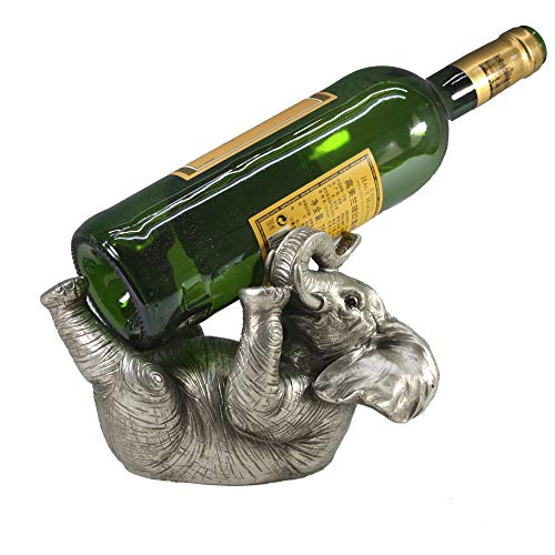 Comfy Hour Resin 5" Silvery Elephant Wine Rack Bottle Holder, Wildlife Collection