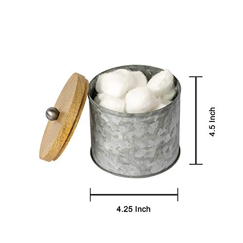 nu steel Confetti Bathroom Q-tip Holder & Jar in Galvanized Steel and Wood for Bathrooms & Vanity Spaces