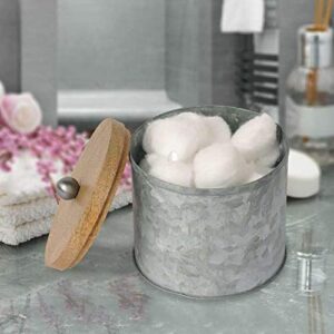 nu steel Confetti Bathroom Q-tip Holder & Jar in Galvanized Steel and Wood for Bathrooms & Vanity Spaces