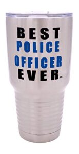 rogue river tactical funny best police officer ever large 30oz travel tumbler mug cup w/lid thin blue line pd gift