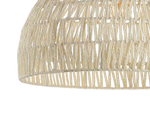 JONATHAN Y JYL6504A Campana 20" 1-Light Bohemian Modern Woven Rattan/Iron LED Pendant Farmhouse Coastal Adjustable Dining Room Living Room Kitchen Island Foyer Bedroom Hallway, Cream