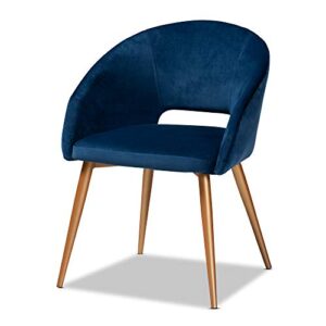 baxton studio dining chairs, navy blue/gold