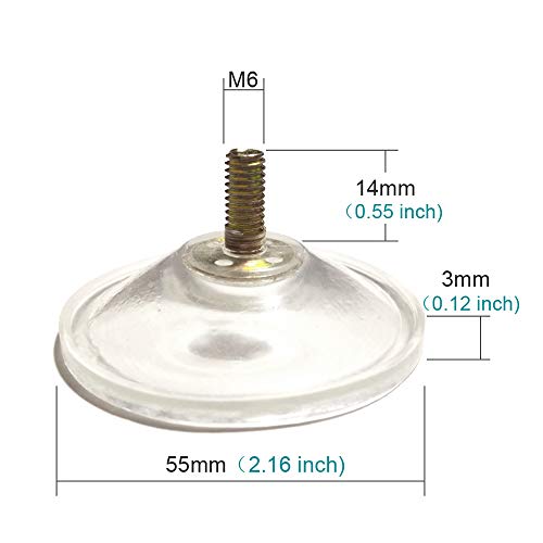 DANXQ Strong Thickened Sucker Clear PVC M6 Thread Screw Suction Cup Hook with Lock Nut for Enhanced Suction,Diameter 5.5 cm (2.16"),6 Pieces,Recommend