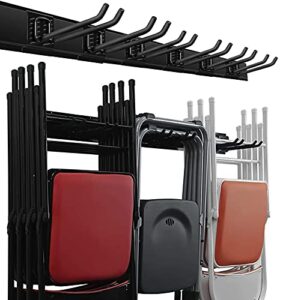 wallmaster garage storage organization wall mount, garden tool rack organizer heavy duty folding chair hangers with 6 adjustable hooks 48inch tracks max load 265lb