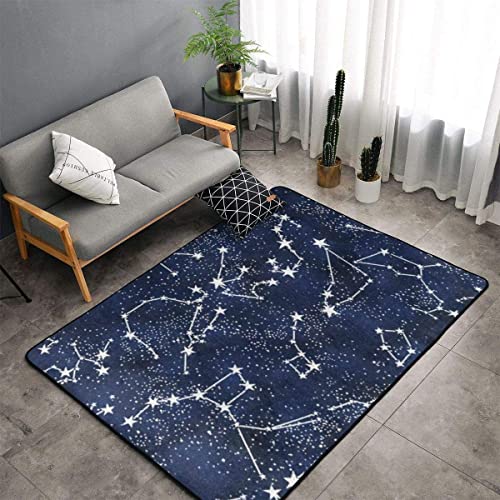 Galaxy Starry Night Stars Glow in The Dark Midnight Area Rug, Bedroom Living Room Kitchen Rug, Doormat Floor Mat Standing Mat, Children Play Rug Carpet Bathroom Rug Mat, Throw Rugs Carpet Yoga Mat