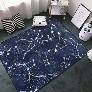 Galaxy Starry Night Stars Glow in The Dark Midnight Area Rug, Bedroom Living Room Kitchen Rug, Doormat Floor Mat Standing Mat, Children Play Rug Carpet Bathroom Rug Mat, Throw Rugs Carpet Yoga Mat