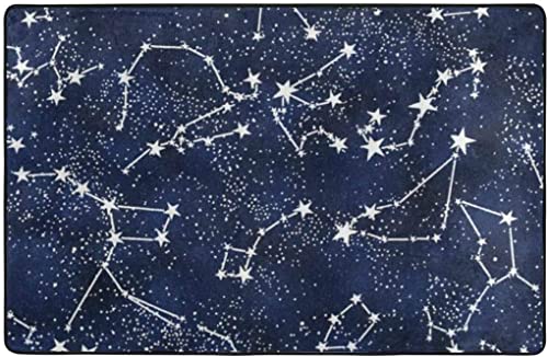 Galaxy Starry Night Stars Glow in The Dark Midnight Area Rug, Bedroom Living Room Kitchen Rug, Doormat Floor Mat Standing Mat, Children Play Rug Carpet Bathroom Rug Mat, Throw Rugs Carpet Yoga Mat