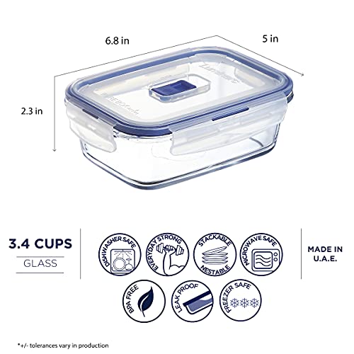 Luminarc 3.4 Cup Pure Box Active 6-Piece Food Storage Rectangle Set, Clear