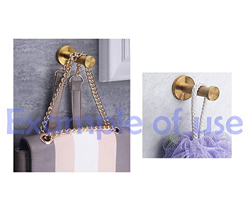 NELXULAS Golden Brushed Stainless Steel Single Super Heavy Duty Wall Mount Hook, Bath Towel Hooks, Coat Hanger (2", 4 PCS)