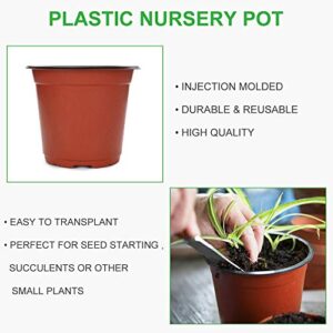 GROWNEER 60 Packs 6 Inches Plastic Plant Nursery Pots with 15 Pcs Plant Labels, Seed Starting Pot Flower Plant Container for Succulents, Seedlings, Cuttings, Transplanting