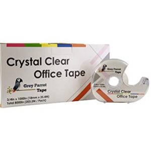 Greyparrot Office Clear Office Refill Tape Rolls + Dispenser(8 Pack),(3/4” X 1000in/pack). for Craft Jobs, Gift Wrapping, Office Work Clear(Transparent) Glossy Finish, Refillable (8000 inch/Total)