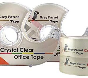 Greyparrot Office Clear Office Refill Tape Rolls + Dispenser(8 Pack),(3/4” X 1000in/pack). for Craft Jobs, Gift Wrapping, Office Work Clear(Transparent) Glossy Finish, Refillable (8000 inch/Total)