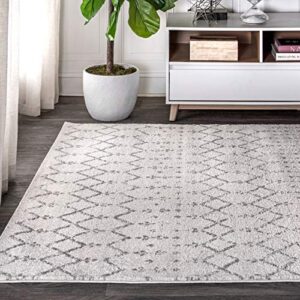 JONATHAN Y MOH101B-8 Moroccan Hype Boho Vintage Diamond 8 ft. x 10 ft. Area -Rug, Bohemian, Southwestern, Casual, Transitional, Pet Friendly, Non Shedding, Stain Resistant, Easy -Cleaning, Cream/Gray