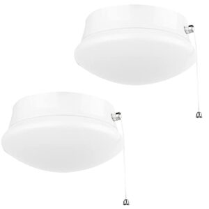 bulbeats 7” modern led ceiling light with pull chain 12w 4000k, 1300lm, 125w e26 bulb replacement, energy saving flush mount lighting for closets/bedroom/corridor (2 pack)