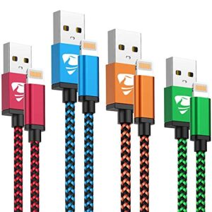 iphone charger cord 4pack iphone charger cable mfi certified lightning cable fast iphone charging cord nylon braided iphone charging cable compatible with phone 11 pro max/xr max/8/7/6/6s/se 2020,ipad