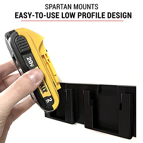 Spartan Mount for DeWalt 20V Battery - 1 Mount, 3 Battery Slots, Wall Mount Storage Rack for Batteries, Cordless Drill and Power Tool Organizer, Garage Organization