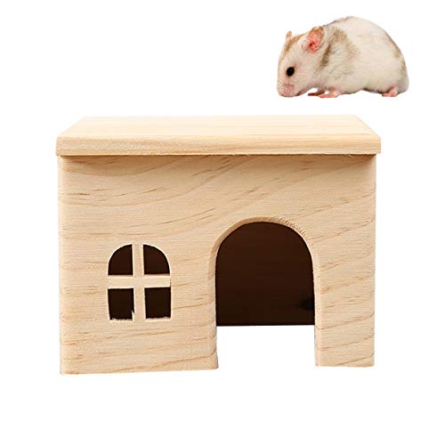 Hamster Wooden House Small Animals Hideout Home for Rat Mice Gerbil Mouse Rabbit Cage Play Hut (S)