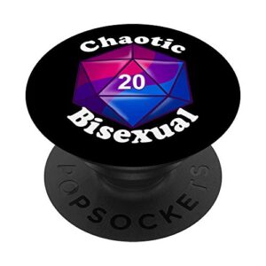 chaotic bisexual rainbow bi pride role playing d20 dice popsockets popgrip: swappable grip for phones & tablets