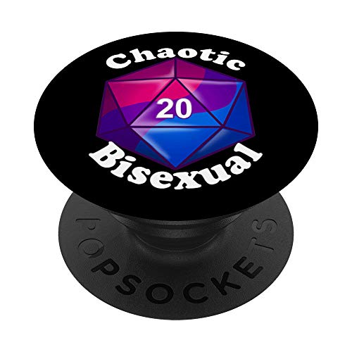 Chaotic Bisexual Rainbow Bi Pride Role Playing D20 Dice PopSockets PopGrip: Swappable Grip for Phones & Tablets