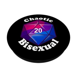 Chaotic Bisexual Rainbow Bi Pride Role Playing D20 Dice PopSockets PopGrip: Swappable Grip for Phones & Tablets