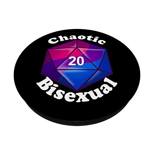 Chaotic Bisexual Rainbow Bi Pride Role Playing D20 Dice PopSockets PopGrip: Swappable Grip for Phones & Tablets