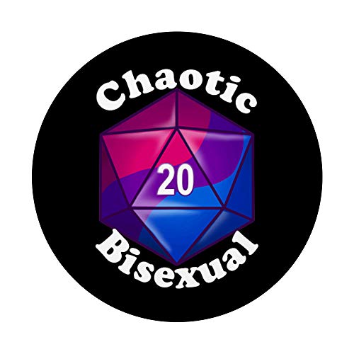 Chaotic Bisexual Rainbow Bi Pride Role Playing D20 Dice PopSockets PopGrip: Swappable Grip for Phones & Tablets