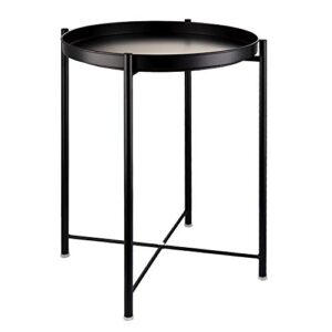eknitey end table,folding metal side table waterproof small coffee table sofa side table with removable tray for living room bedroom balcony and office