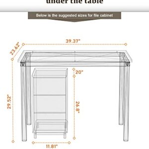 Teraves Computer Desk/Dining Table Office Desk Sturdy Writing Workstation for Home Office(39.37“, Black)