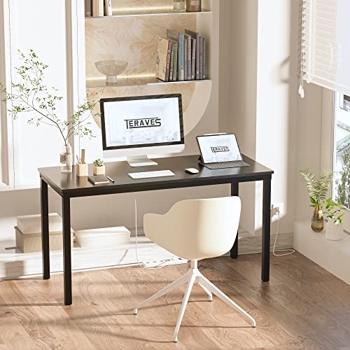 Teraves Computer Desk/Dining Table Office Desk Sturdy Writing Workstation for Home Office(39.37“, Black)