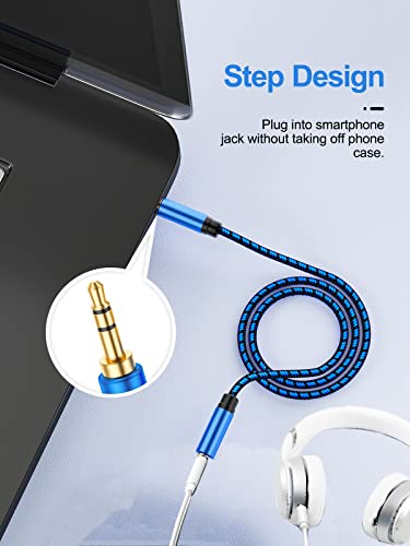 NC XQIN Headphone Extension Cable 1ft, 3.5mm Extension Nylon Braided Aux Extension Cable 3.5mm Audio Cable Extension 3.5mm Male to Female Audio Stereo Cable Compatible with Headphone Speaker