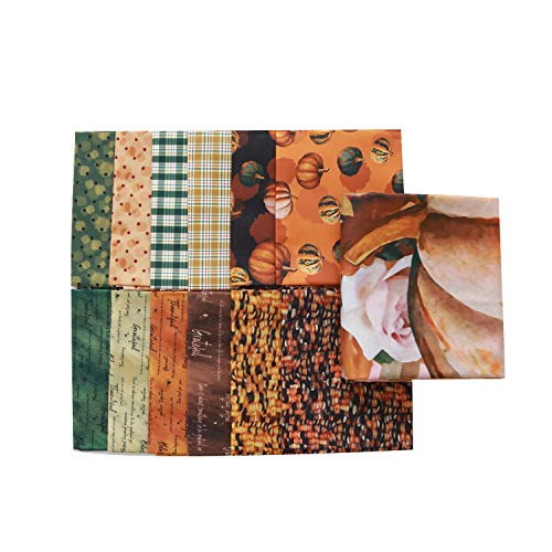 COTTONVILL EMANON Collection 20COUNT Cotton Print Fabric (Quarter 12pcs+1full Panel, Pumpkins Harvest FAL)
