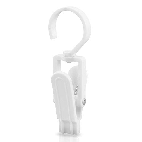 24pcs White Plastic Portable Strong Swivel Hook Multi-Functional Clips Laundry Hooks Clothes Pins Hanging Curtain Clips Beach Towel Clips from Blowing Away