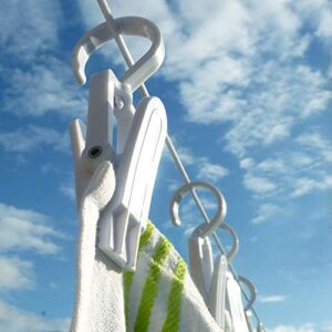 24pcs White Plastic Portable Strong Swivel Hook Multi-Functional Clips Laundry Hooks Clothes Pins Hanging Curtain Clips Beach Towel Clips from Blowing Away