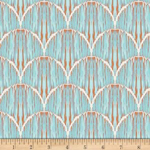 art gallery fabrics art gallery indigo and aster courbe ikat sky fabric, blue