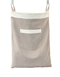 over the door hanging laundry hamper bag - beautiful linen - drawstring closure with carry strap - hooks not included*