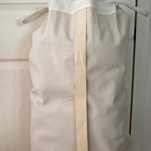 Over The Door Hanging Laundry Hamper Bag - Beautiful Linen - Drawstring Closure With Carry Strap - HOOKS NOT INCLUDED*