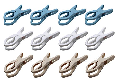 12 Pack Towel Clips Clothespin Holder for Beach Pool Loungers Clothes Blanket Swimsuits Curtains