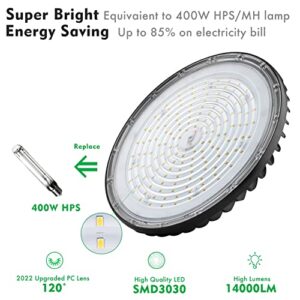 bulbeats Upgrade UFO LED High Bay Light,100W (14000lm Eqv.400W MH/HPS) High Bay LED Lights, 5000K ETL Listed IP65 Commercial Warehouse Light Energy Saving Upto 760KW*4/Y(5Hrs/Day)- 4Pack