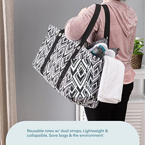 VP Home Reusable Tote Bags (Geometric Diamond) for Grocery and Picnic Bags for Trip Birthday Party, Mother's Day, Holiday, Christmas Day, Grocery Store, Supermarket, Outdoor Picnic etc