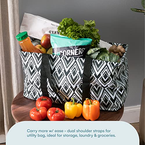 VP Home Reusable Tote Bags (Geometric Diamond) for Grocery and Picnic Bags for Trip Birthday Party, Mother's Day, Holiday, Christmas Day, Grocery Store, Supermarket, Outdoor Picnic etc