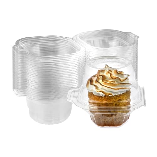 Clear Cupcake Boxes Individual Cupcake Containers | Stackable Cupcake Holder With Lid | Airtight Box Disposable Cupcake Containers | Dome Cupcake Carrier | Cupcake Holders Individual 100 Per Pack