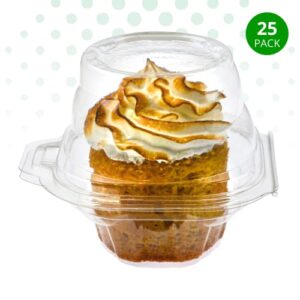 Clear Cupcake Boxes Individual Cupcake Containers | Stackable Cupcake Holder With Lid | Airtight Box Disposable Cupcake Containers | Dome Cupcake Carrier | Cupcake Holders Individual 100 Per Pack