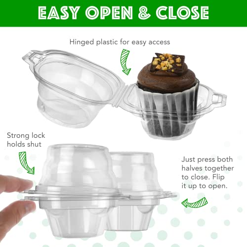 Clear Cupcake Boxes Individual Cupcake Containers | Stackable Cupcake Holder With Lid | Airtight Box Disposable Cupcake Containers | Dome Cupcake Carrier | Cupcake Holders Individual 100 Per Pack