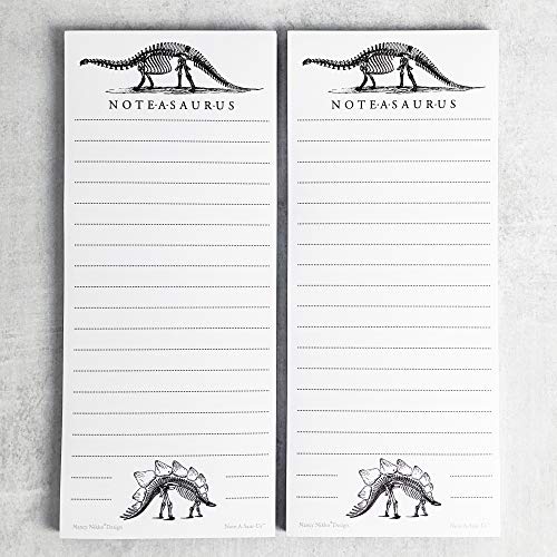 Nancy Nikko Dinosaur (Bones) Refrigerator Notepads, NOTE-A-SAURUS - Set of 2 Pads - Notes, To Do List, Grocery List