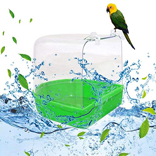 prettDliJUN Caged Bird Bath Bird Cage Parrot Supplies Bathing Tub for Small Birds Shower Box Cage Blue