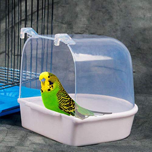 prettDliJUN Caged Bird Bath Bird Cage Parrot Supplies Bathing Tub for Small Birds Shower Box Cage Blue