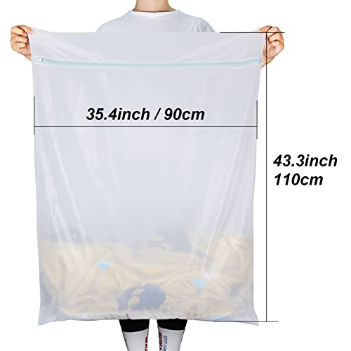 Tenn Well Mesh Laundry Bags, 2 Pack 43.3 x 35.4 inch Extra Large Laundry Bags Mesh Wash Bags with Zipper for Delicates, Coats, Blankets, Toys, Bedding, Curtains