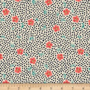 art gallery fabrics art gallery indie folk mist flora luminous fabric, red and black